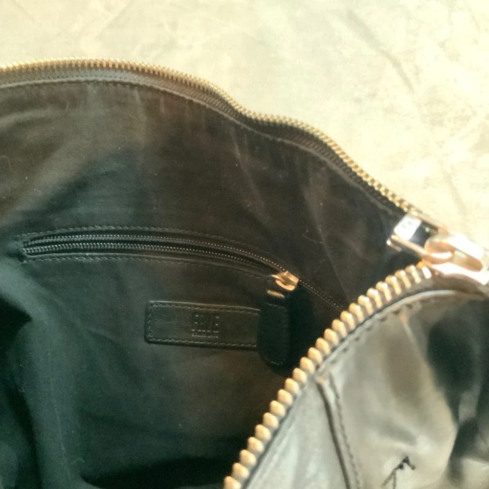 Frye Lena Zip Hobo Black Leather Crossbody Shoulder Bag Handbag 12x13.5in